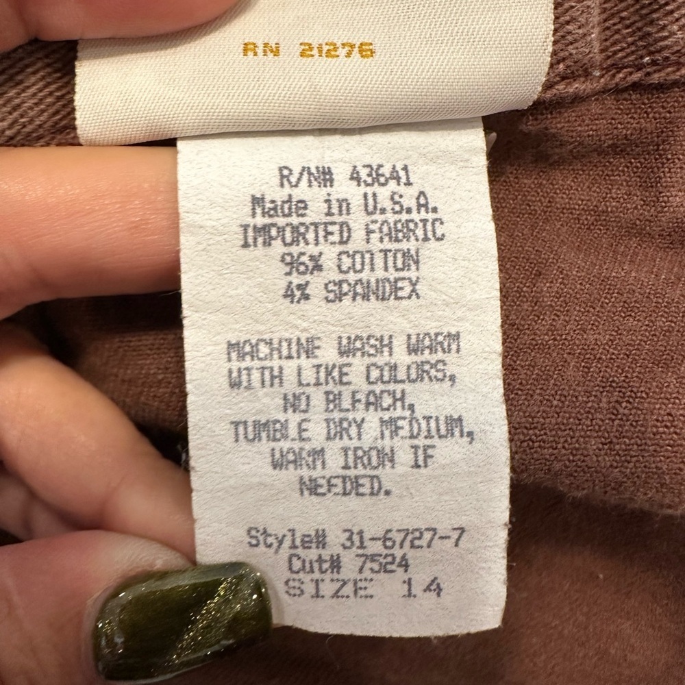 Vintage Bonjour Jeans Women’s 14 High Waist Brown Tapered Leg Made in USA 80/90 - Picture 7 of 9